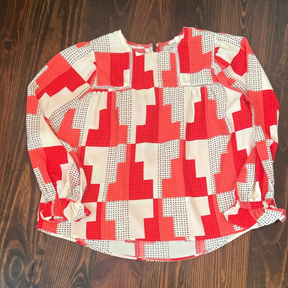 Chic Red and White Women's Blouse